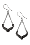 Gothic Raven Drop Earrings With Chain Detailing