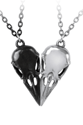 Gothic Raven Skull Double Pendant With Dual Chains