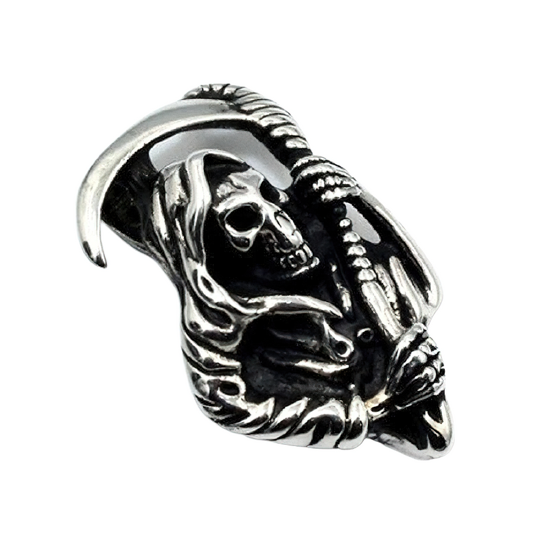 Gothic Reaper Pendant / Sterling Silver Jewerly / Skeleton Pendant