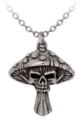 Gothic Skull Mushroom Pendant With Dark Fantasy Design