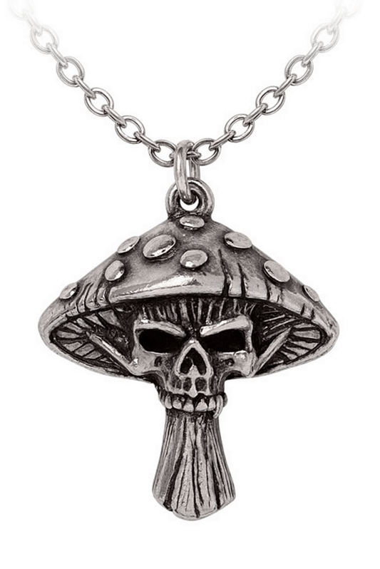 Gothic Skull Mushroom Pendant With Dark Fantasy Design
