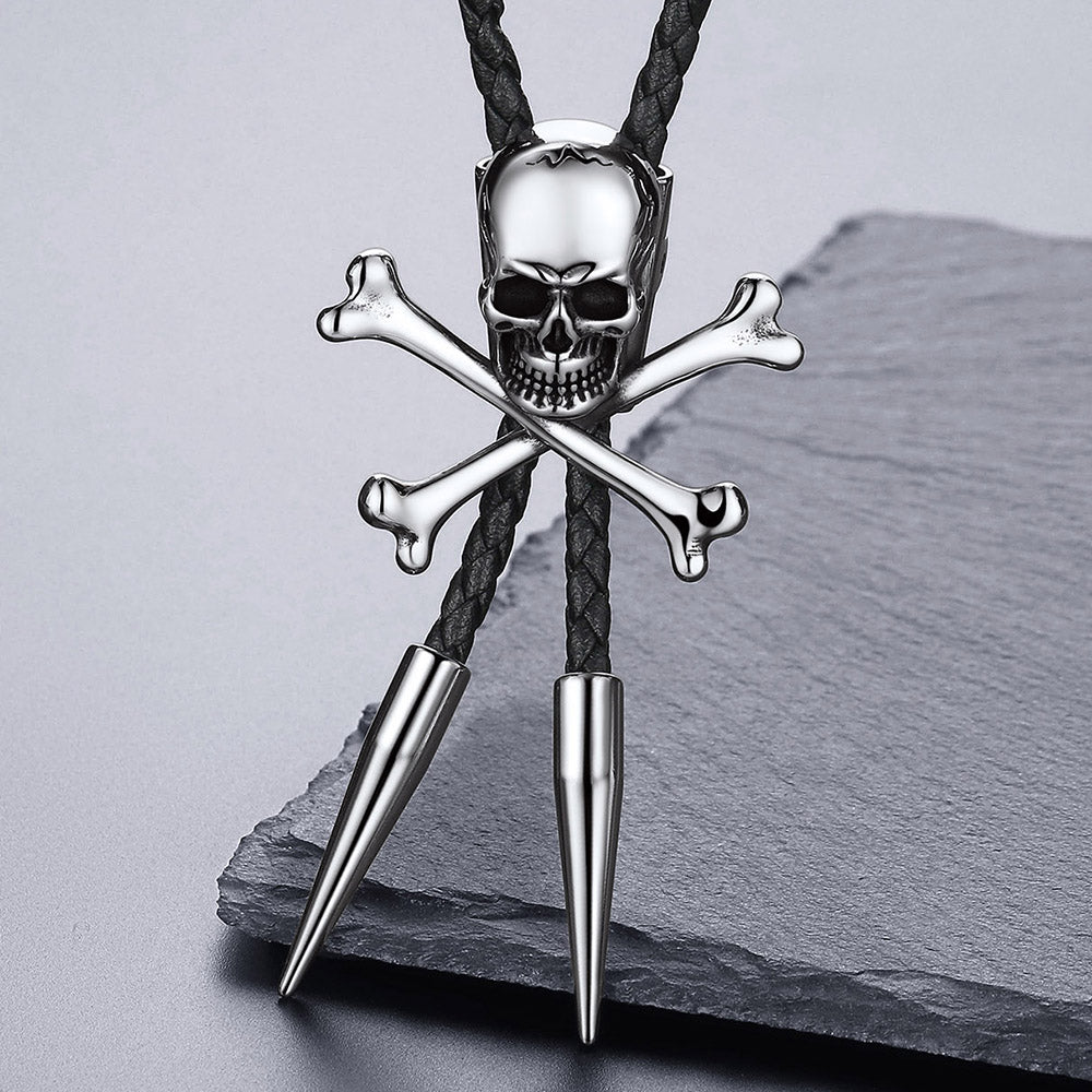 Cowboy Crossbone Skull Bolo Tie for