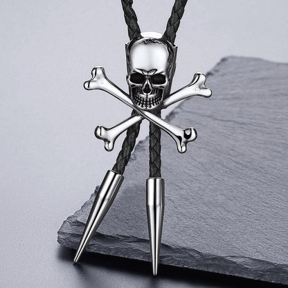 Cowboy Crossbone Skull Bolo Tie for