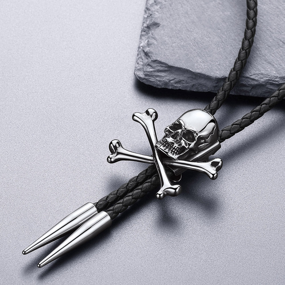 Cowboy Crossbone Skull Bolo Tie for