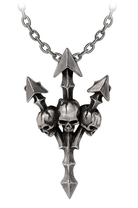 Gothic Skull Trident Pendant With Metalhead Style Charm