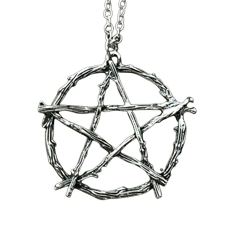 Gothic Style Branch Pentagram Necklace / Mystical Amulet With Chain / Alternative Jewelry
