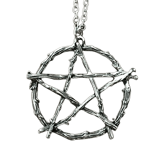Gothic Style Branch Pentagram Necklace / Mystical Amulet With Chain / Alternative Jewelry