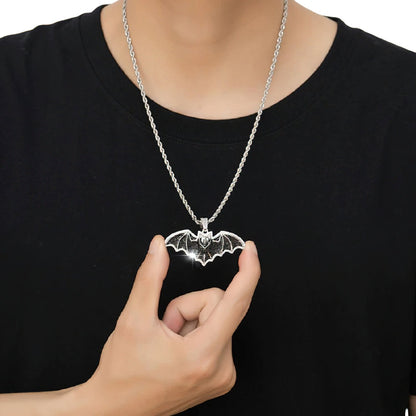 Gothic Zircon Bat Pendant / Punk Rock Motorcycle Jewelry / Pendant for and