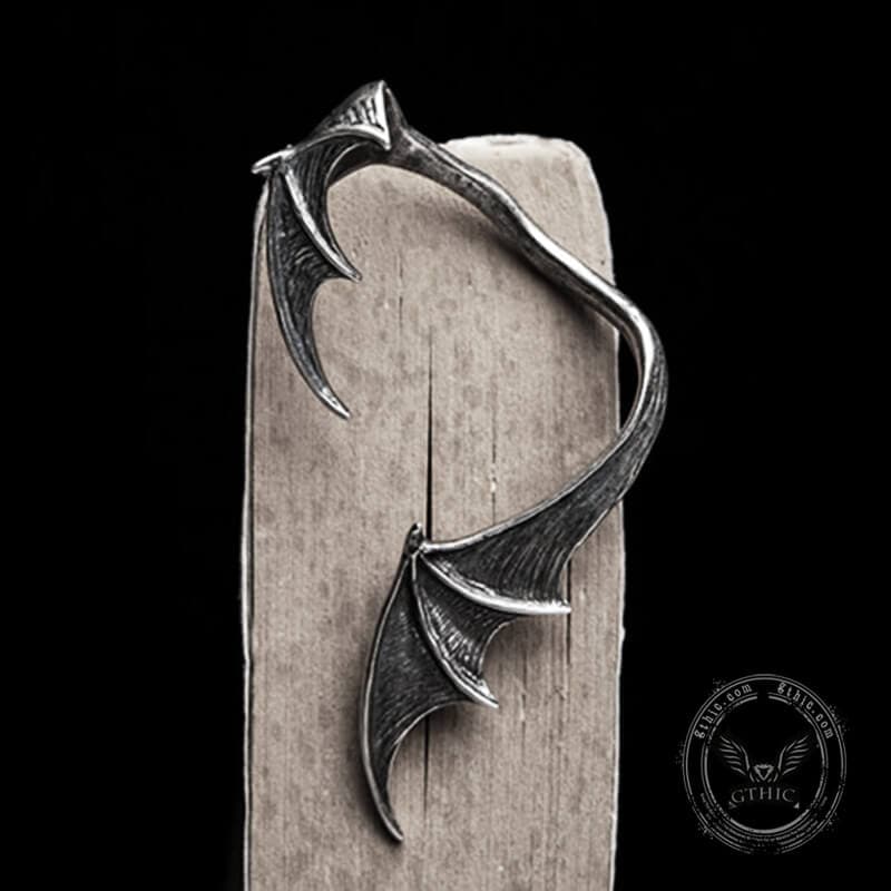Gothic Bat Wing Sterling Silver Stud Earrings