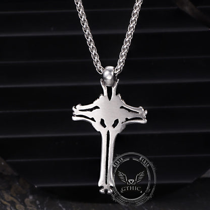 Gothic Bone Skull Stainless Steel Cross Pendant