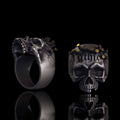 Gothic Bullet Crown Skull Sterling Silver Ring