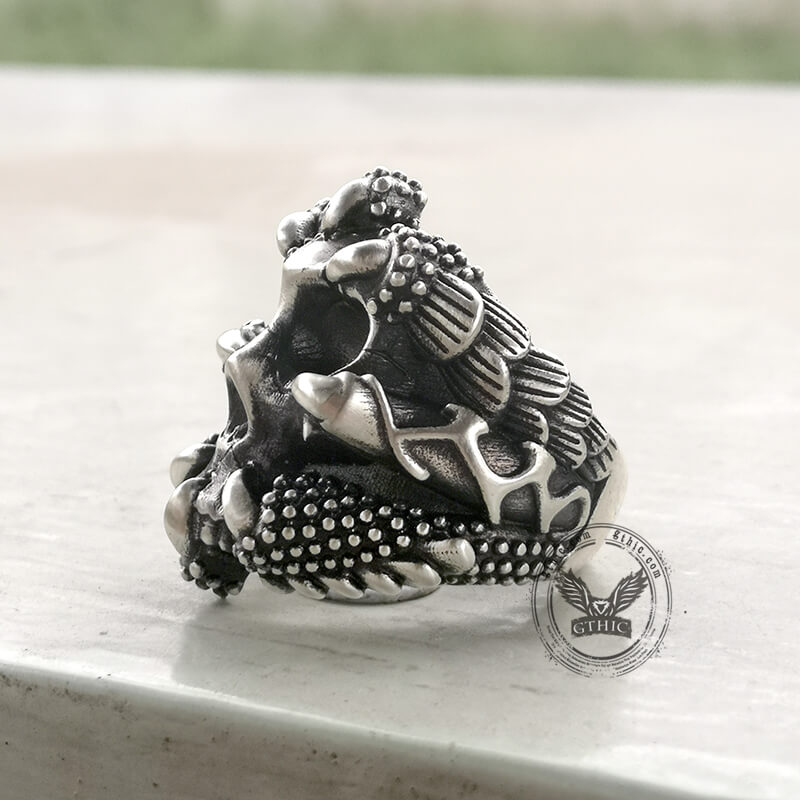 Gothic Claw Skull Sterling Silver Ring