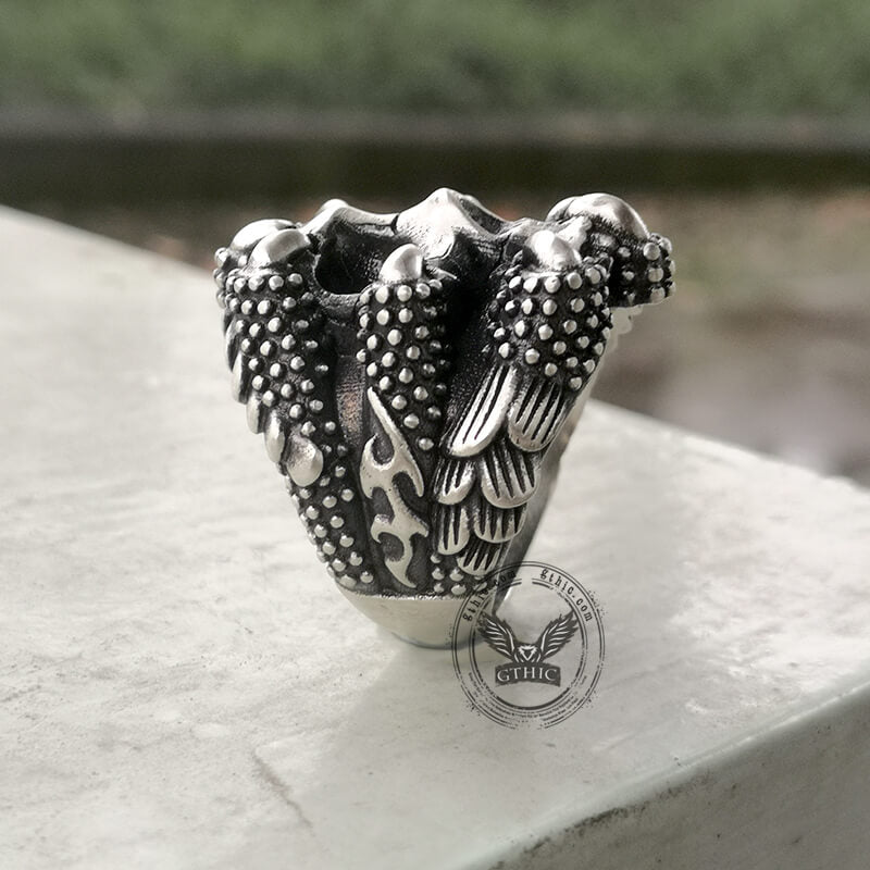 Gothic Claw Skull Sterling Silver Ring