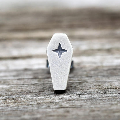 Gothic Coffin Cross Sterling Silver Stud Earring