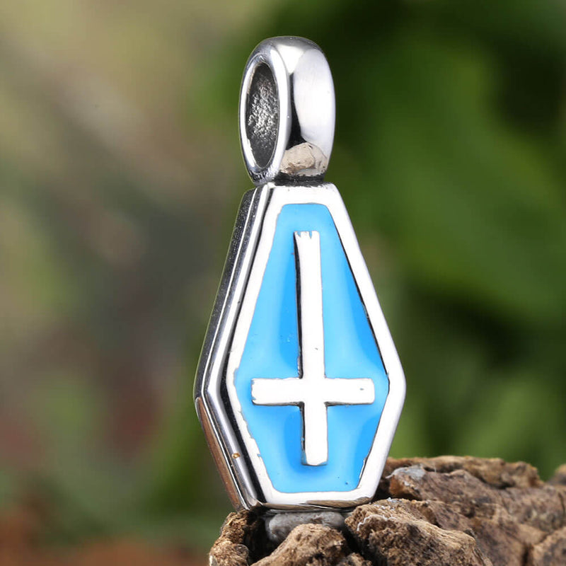 Gothic Cross Coffin Stainless Steel Vampire Pendant