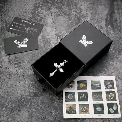 Gothic Cross Stainless Steel Skull Pendant
