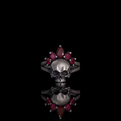 Gothic Crown Skull Sterling Silver Zircon Ring