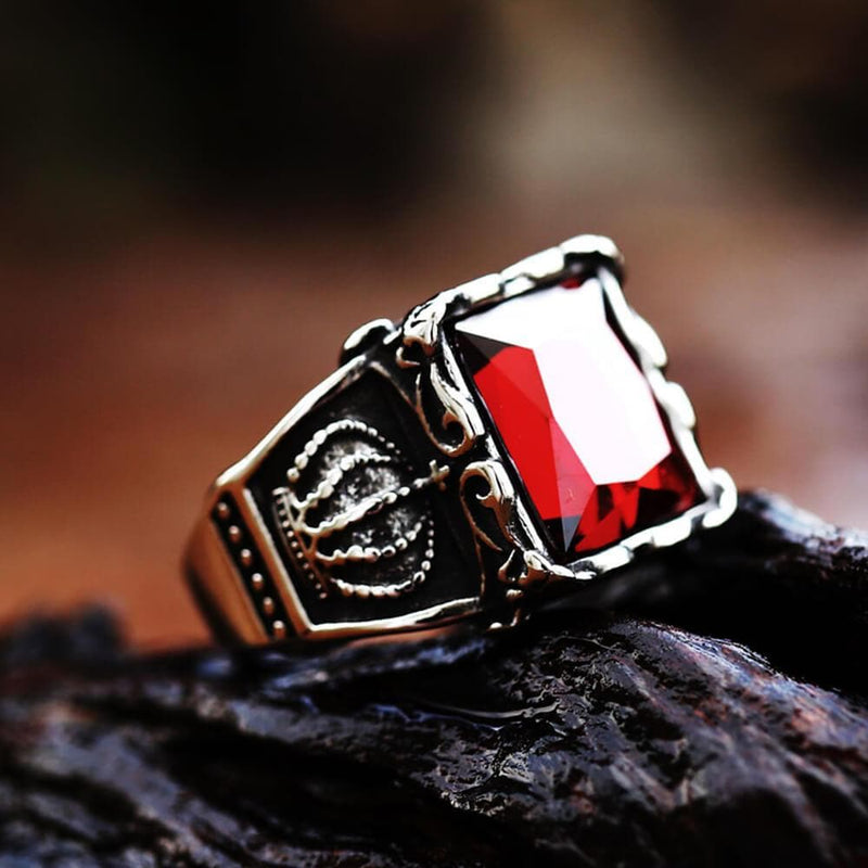 Gothic Crown Stainless Steel Cz Ring