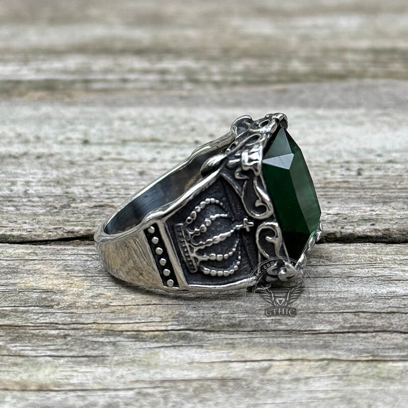 Gothic Crown Stainless Steel Cz Ring