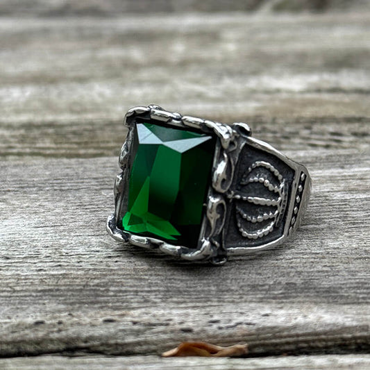 Gothic Crown Stainless Steel Cz Ring