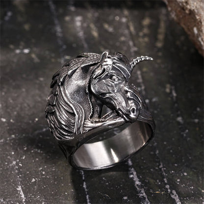 Gothic Dark Style Unicorn Stainless Steel Ring