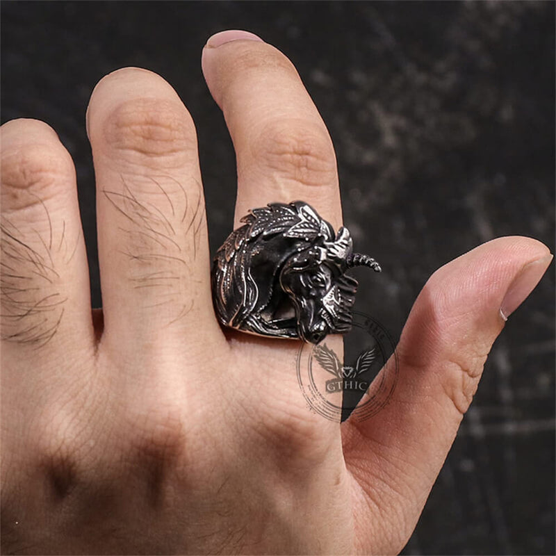 Gothic Dark Style Unicorn Stainless Steel Ring