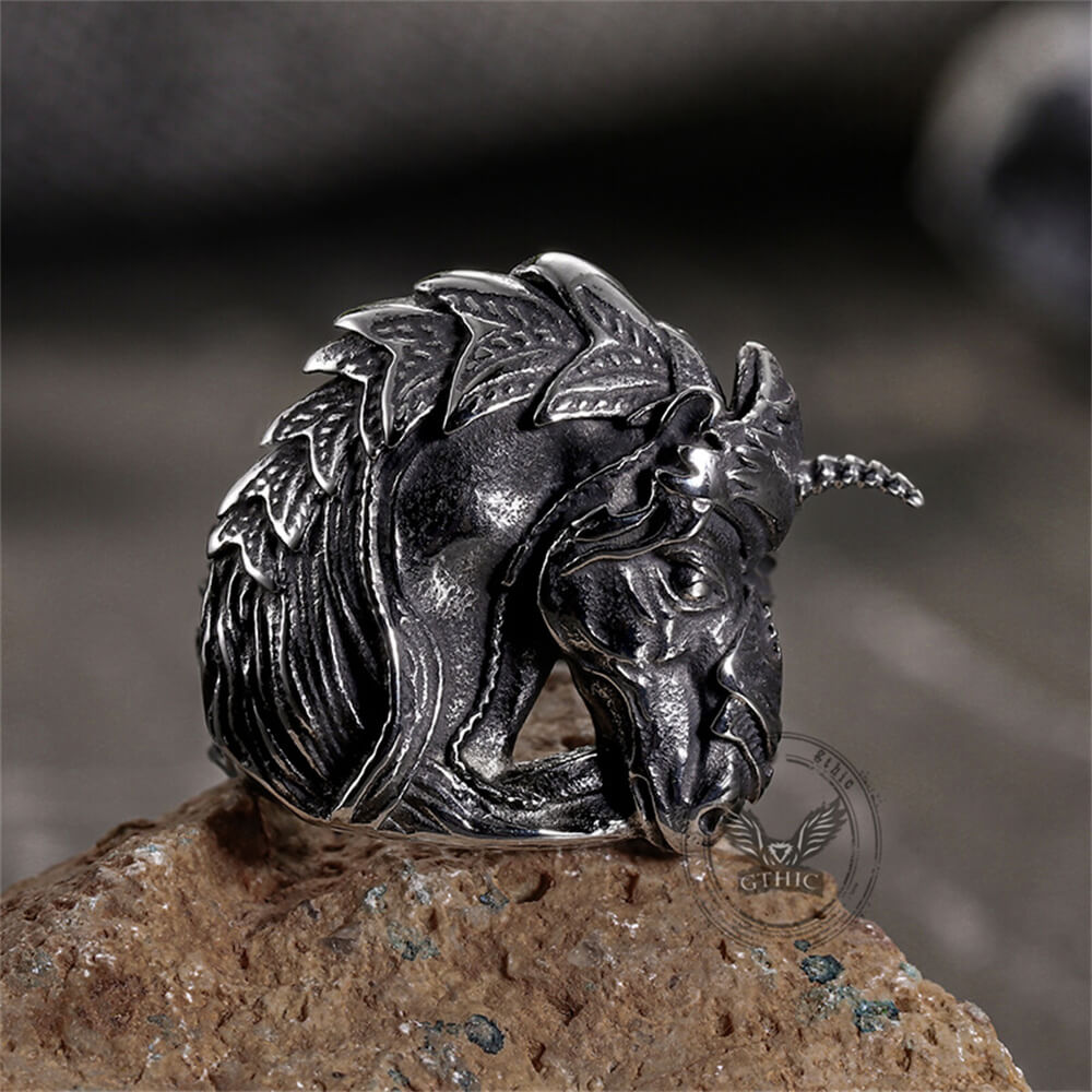 Gothic Dark Style Unicorn Stainless Steel Ring