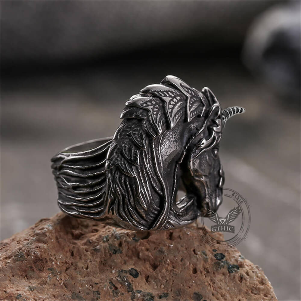 Gothic Dark Style Unicorn Stainless Steel Ring