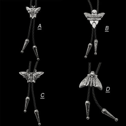 Gothic Death Moth Zinc Alloy Bolo Tie