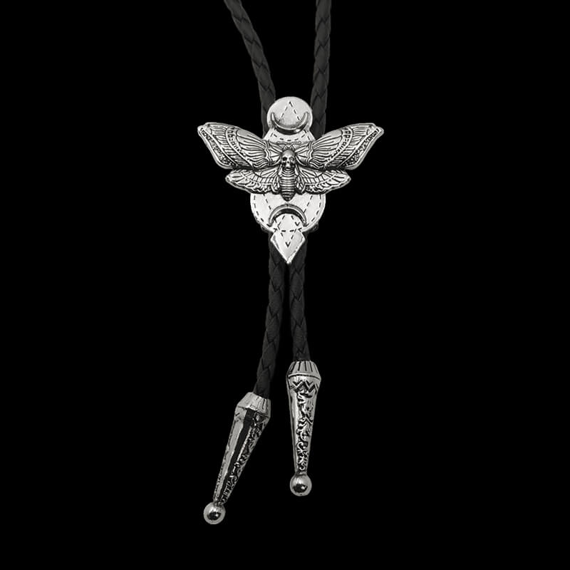 Gothic Death Moth Zinc Alloy Bolo Tie