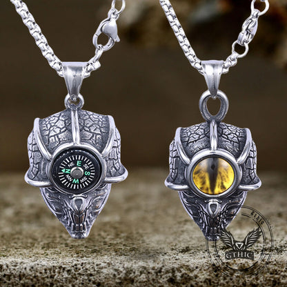 Gothic Demon Eye Compass Skull Stainless Steel Pendant