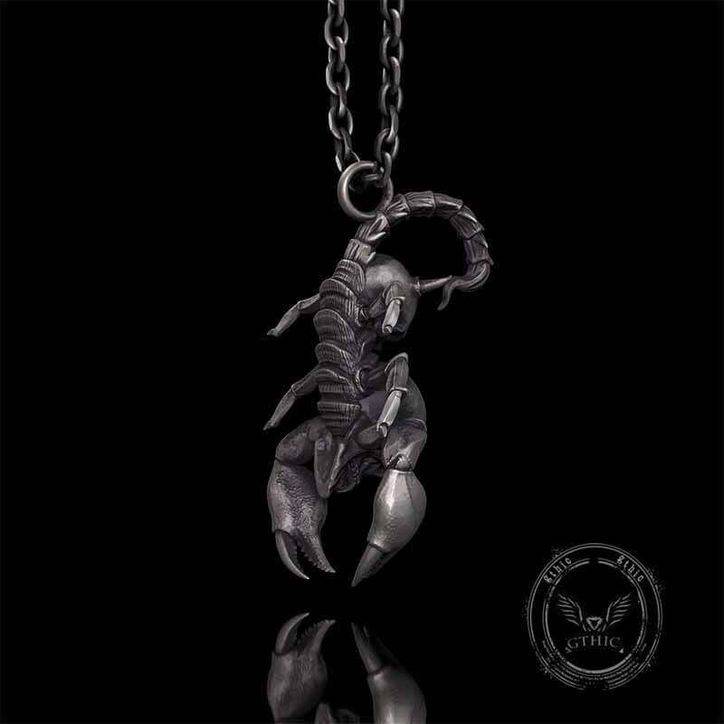 Gothic Demon Scorpion Sterling Silver Skull Pendant