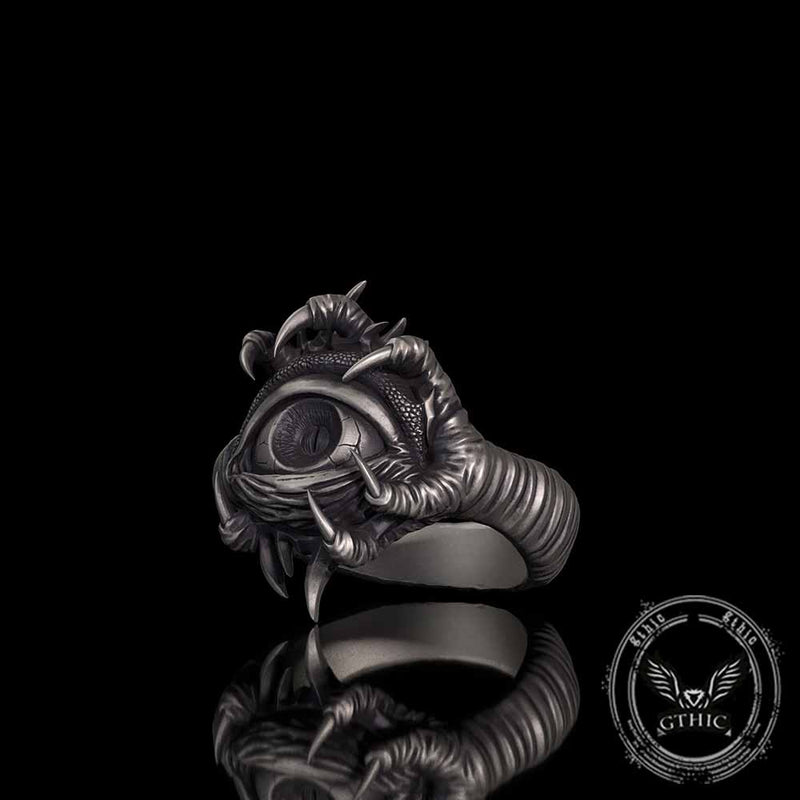 Gothic Devil's Eye Claw Biker Sterling Silver Ring