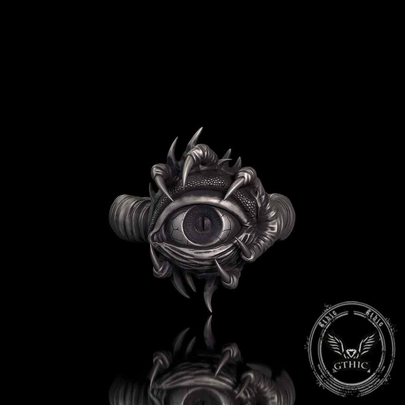 Gothic Devil's Eye Claw Biker Sterling Silver Ring
