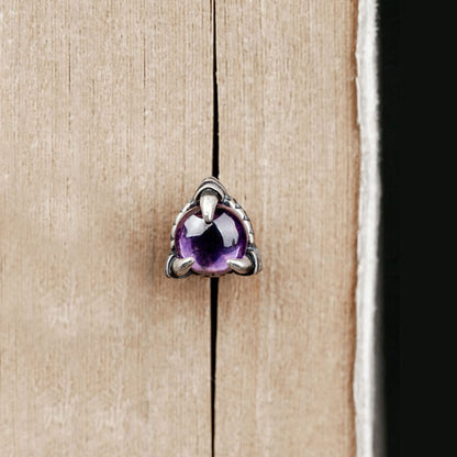 Gothic Dragon Claw Stone Sterling Silver Stud Earrings