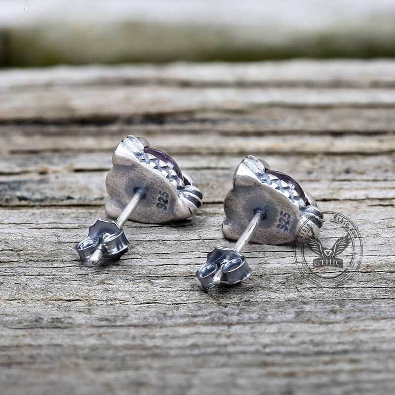 Gothic Dragon Claw Stone Sterling Silver Stud Earrings