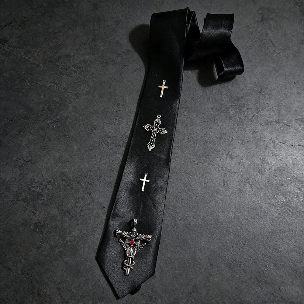 Gothic Dragon Cross Titanium Shirt Tie