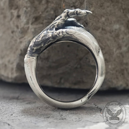 Gothic Evil Devil Hand Sterling Silver Ring