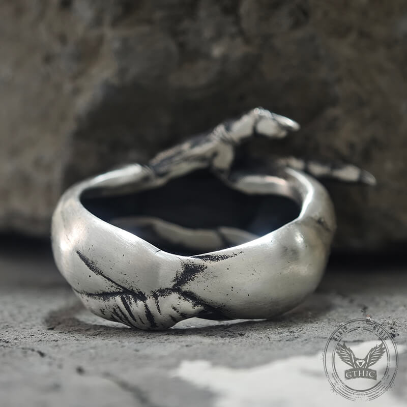 Gothic Evil Devil Hand Sterling Silver Ring