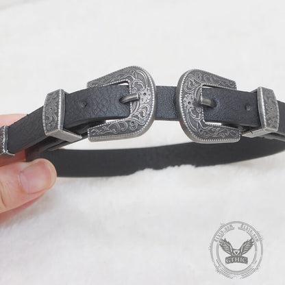 Gothic Pattern Pu Leather Buckle Choker