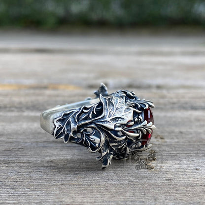 Gothic Pattern Zircon-set Sterling Silver Ring