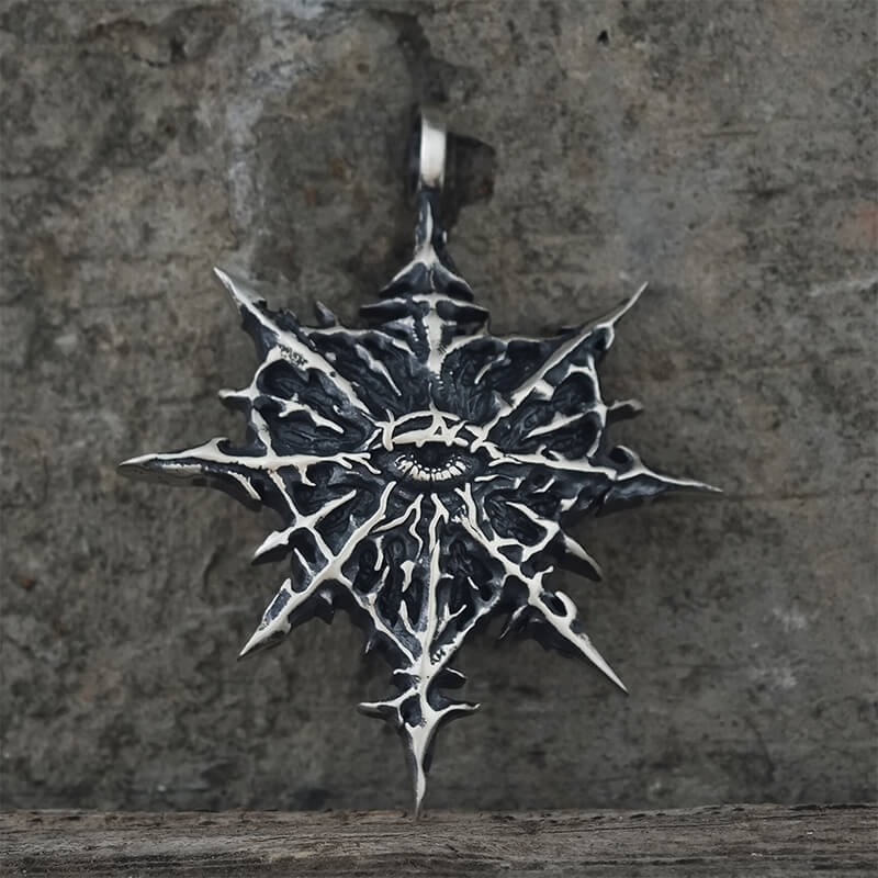Gothic Heart of Thorns Demon Eye Sterling Silver Pendant