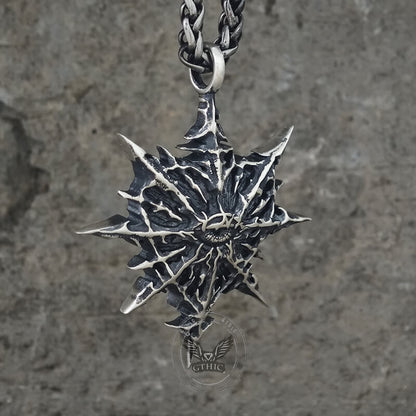 Gothic Heart of Thorns Demon Eye Sterling Silver Pendant