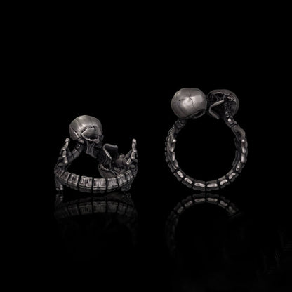 Gothic Love Kiss Sterling Silver Skull Ring