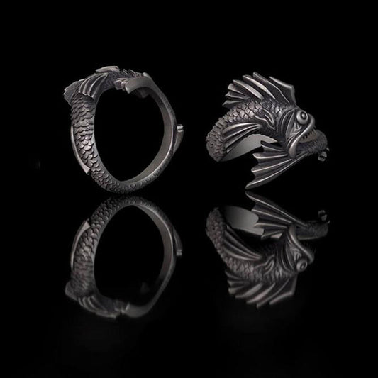 Gothic Mutant Fish Sterling Silver Animal Ring