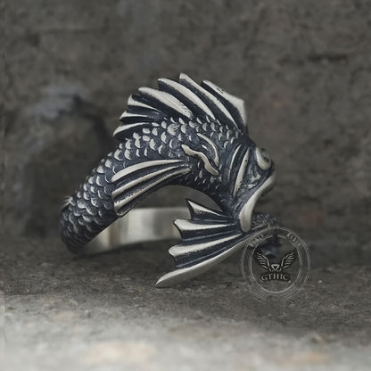 Gothic Mutant Fish Sterling Silver Animal Ring