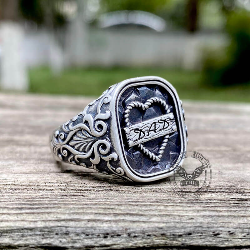 Gothic Pattern Nameplate Sterling Silver Ring