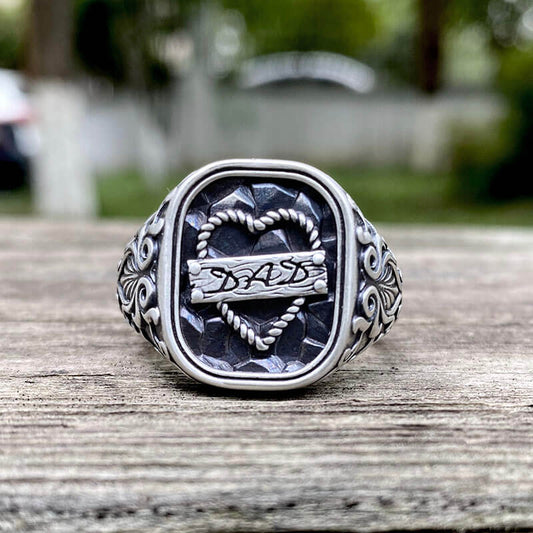 Gothic Pattern Nameplate Sterling Silver Ring
