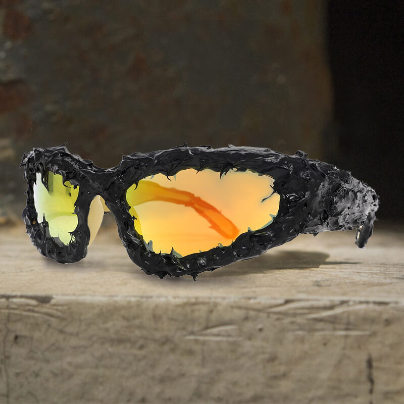 Gothic Personality Drip Glue Brushed Polarized Pc Sunglasses