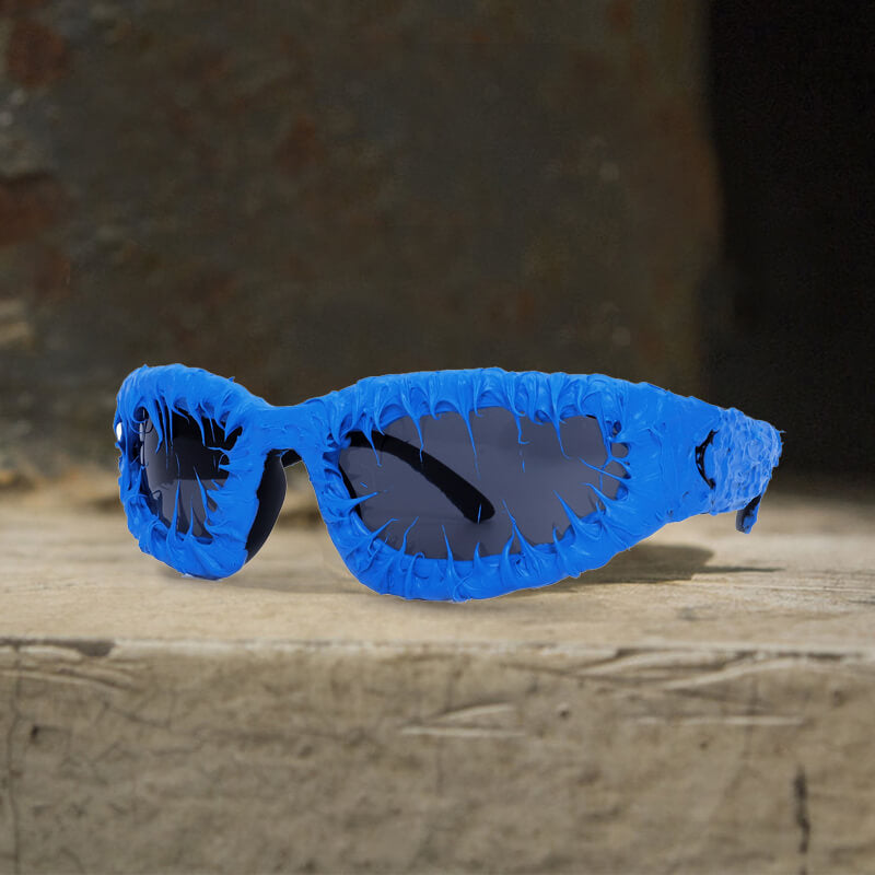 Gothic Personality Drip Glue Brushed Polarized Pc Sunglasses